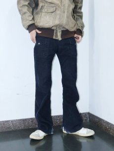 画像1: 70's UNKNOWN コーデュロイブッシュフレアパンツ NAVY W31 (1)