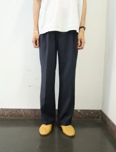画像2: GIORGIO ARMANI ITALY製 ストライプ柄 2タック ウール×ポリエステルスラックス W34 (2)