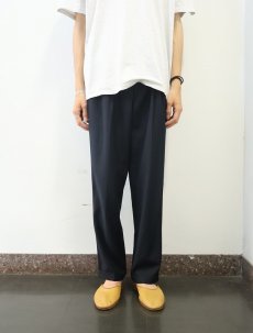 画像2: GIORGIO ARMANI 2タック ウール×ポリエステルスラックス NAVY W32 (2)