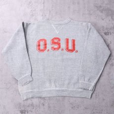 画像1: 70's RUSSELL ATHLETIC 金タグ初期 USA製 "O.S.U." 前V ラバープリントスウェット L (1)