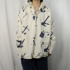 画像2: 90's MICHIGAN RAG CO. USA製 総柄 コットンポリ プリントパーカー L/XL (2)