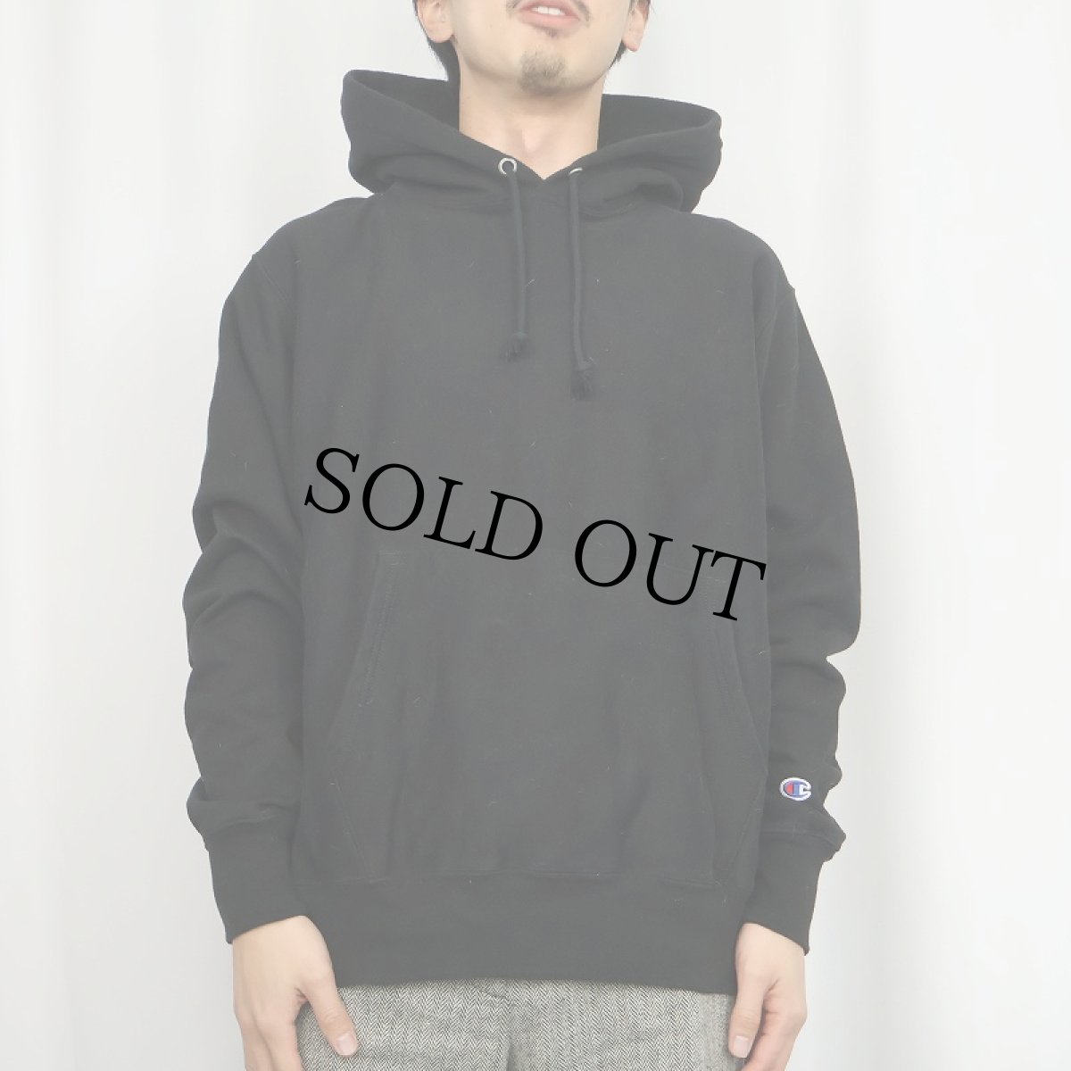 画像2: Champion REVERSE WEAVE 目無し スウェットフーディー BLACK M (2)