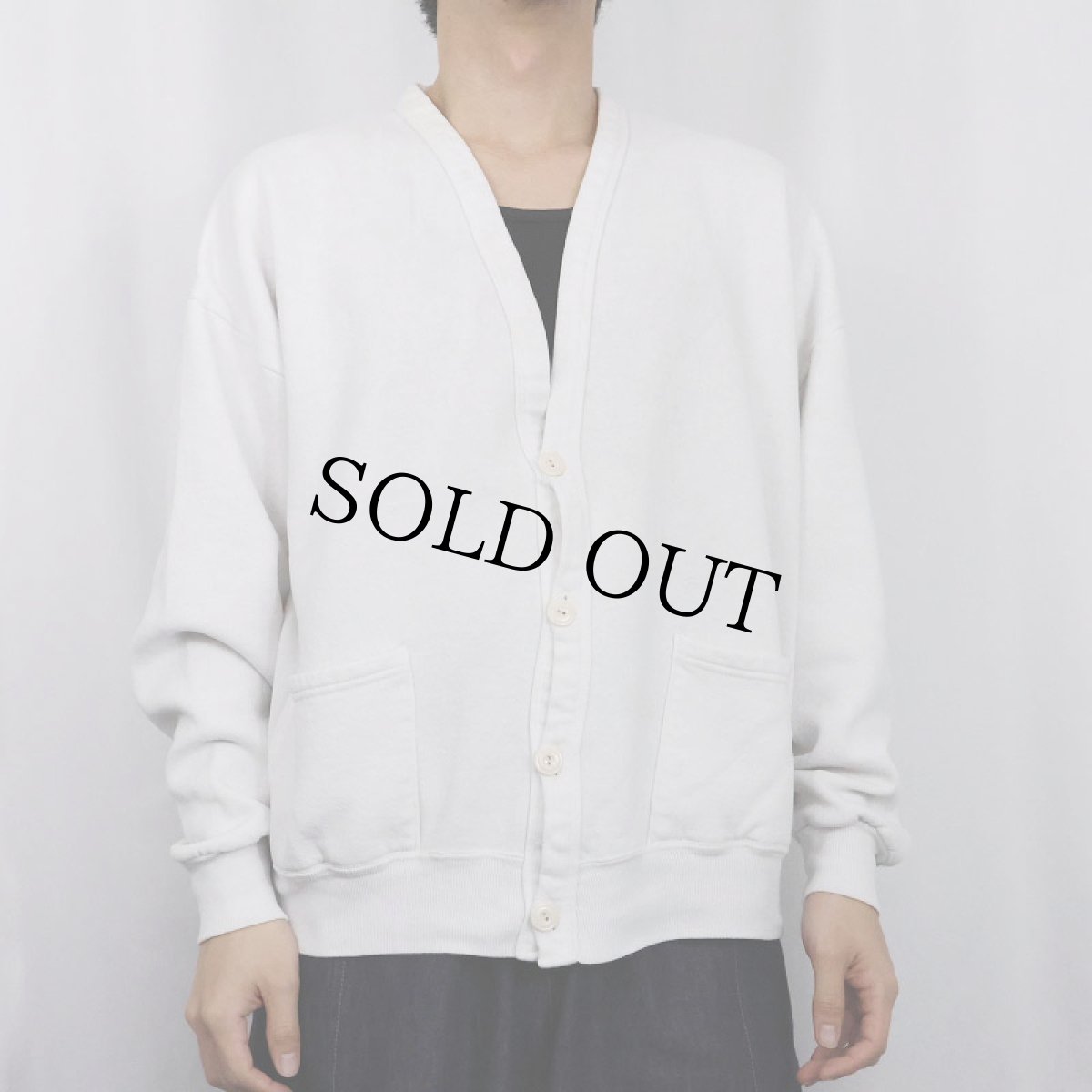 画像2: 90's〜 JERZEES USA製 無地スウェットカーディガン ONESIZE (2)