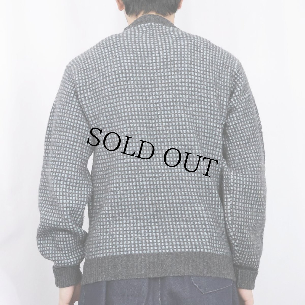 画像3: 60〜70's Jantzen USA製 格子柄 ウール×アクリルニットセーター S (3)