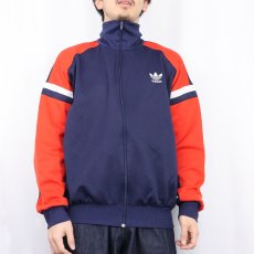 画像2: 80〜90's adidas ロゴ刺繍 切り替えデザイン トラックジャケット NAVY XL (2)
