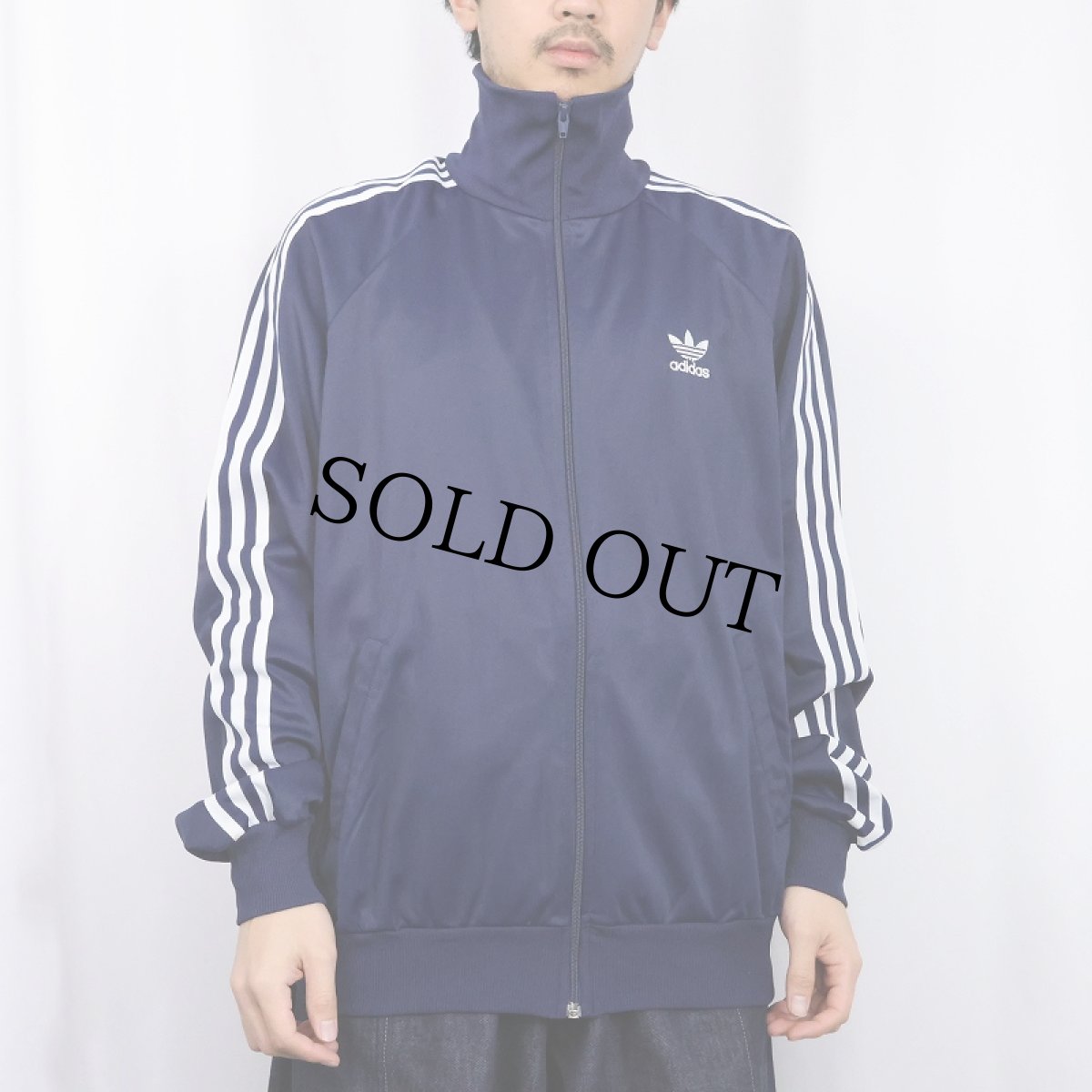 画像2: 80〜90's adidas ロゴ刺繍 トラックジャケット NAVY XXL (2)