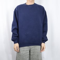 画像2: 90's RUSSELL ATHLETIC USA製 前V 無地スウェット NAVY L (2)