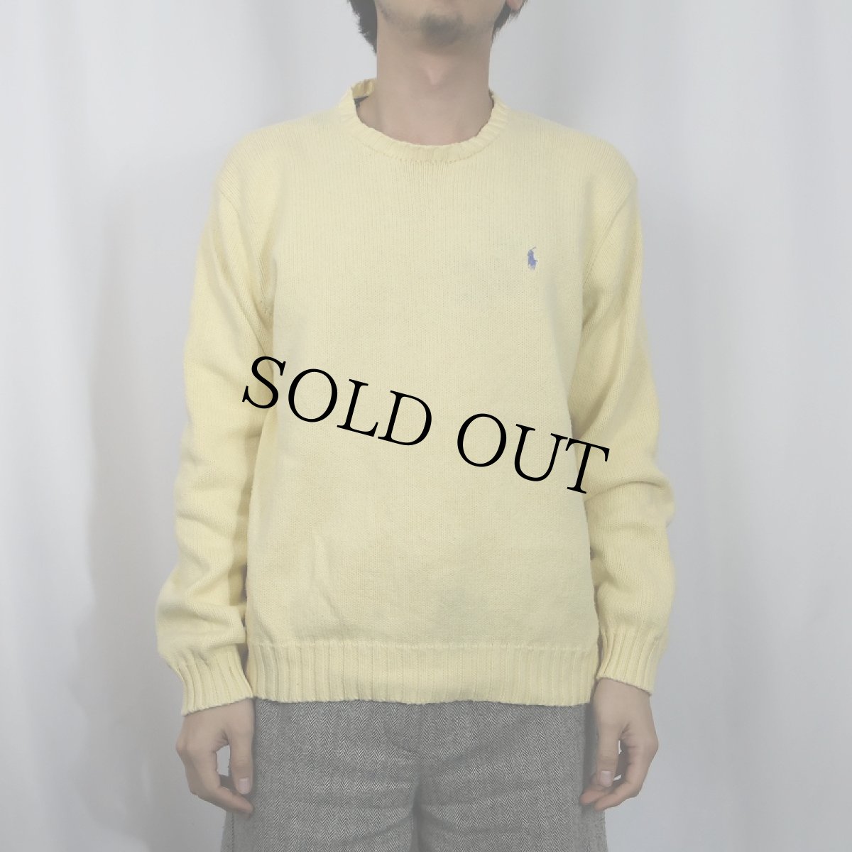 画像2: POLO Ralph Lauren ロゴ刺繍 コットンニットセーター L (2)