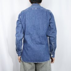 画像3: 90's J.CREW 猫目ボタン デニムシャツ XS (3)