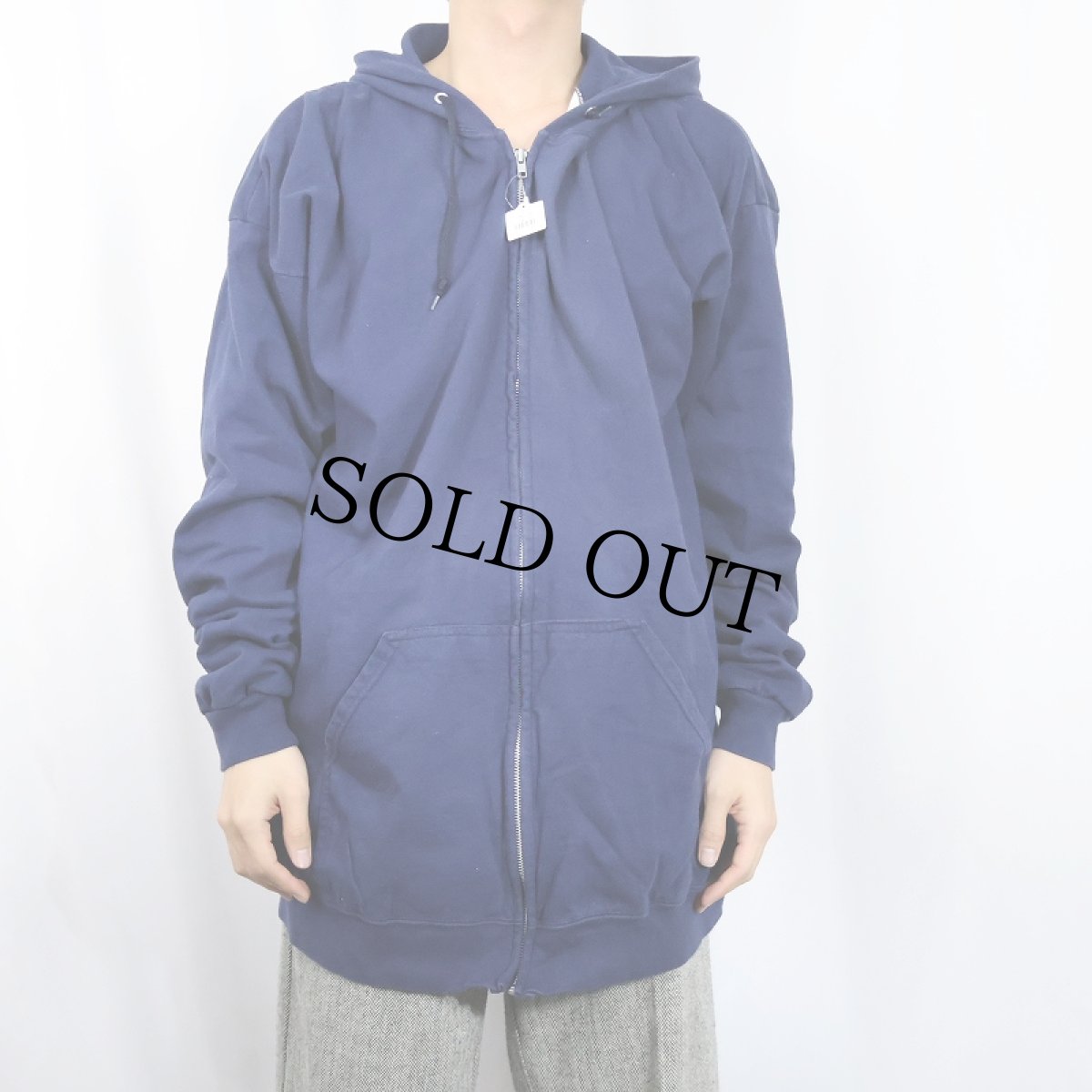 画像2: 80's ACE SPORTSWEAR USA製 裏サーマル スウェットジップパーカー NAVY 2XL (2)