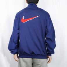画像4: 90〜2000's NIKE ロゴ刺繍 トラックジャケット NAVY M (4)