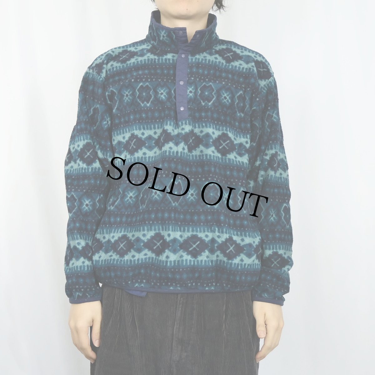 画像2: 80〜90's L.L.Bean ノルディック柄 ハーフスナップ フリースジャケット (2)