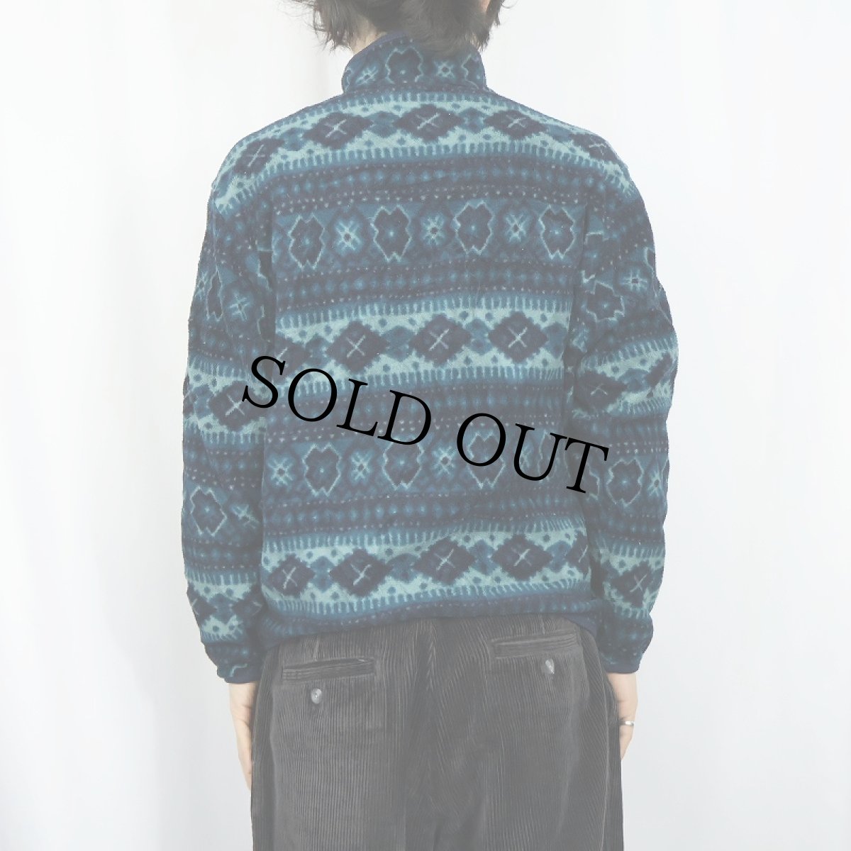 画像3: 80〜90's L.L.Bean ノルディック柄 ハーフスナップ フリースジャケット (3)