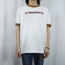 画像2: 90's〜 INDEPENDENT スケートブランド ロゴプリントリンガーTシャツ XL (2)