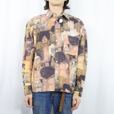 画像2: Gustav Klimt CANADA製 総柄 アートプリントコットンシャツ L (2)