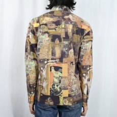 画像3: Gustav Klimt CANADA製 総柄 アートプリントコットンシャツ L (3)