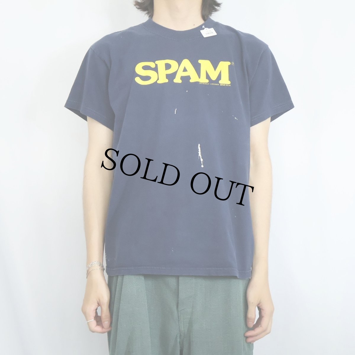 画像2: SPAM プリントTシャツ NAVY M (2)