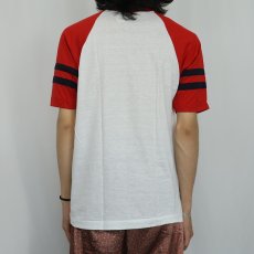 画像4: 80's Champion トリコタグ USA製 "RAH RAH RAH" プリントラグランTシャツ L (4)