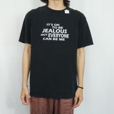 画像2: "IT'S OK TO BE JEALOUS..." メッセージプリントTシャツ BLACK L (2)
