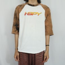 画像2: 2000's USA製 "I-SPY" ブリーチ加工 プリントラグランTシャツ L (2)