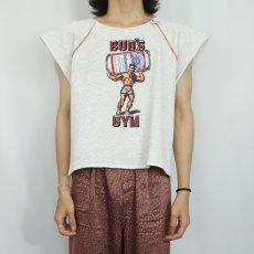 画像2: 80's Budweiser USA製 "BUD'S GYM" ビールメーカー カットオフ プリントスウェット L (2)