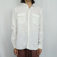 画像2: POLO Ralph Lauren ポニー無し リネンシャツ M (2)