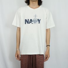 画像3: 90's USA製 "NAVY" プリントTシャツ L (3)