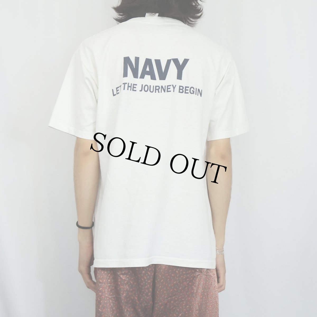 画像4: 90's USA製 "NAVY" プリントTシャツ L (4)