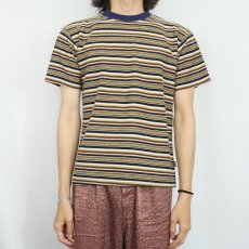 画像2: BUGLE BOY USA製 マルチボーダー柄 Tシャツ M (2)
