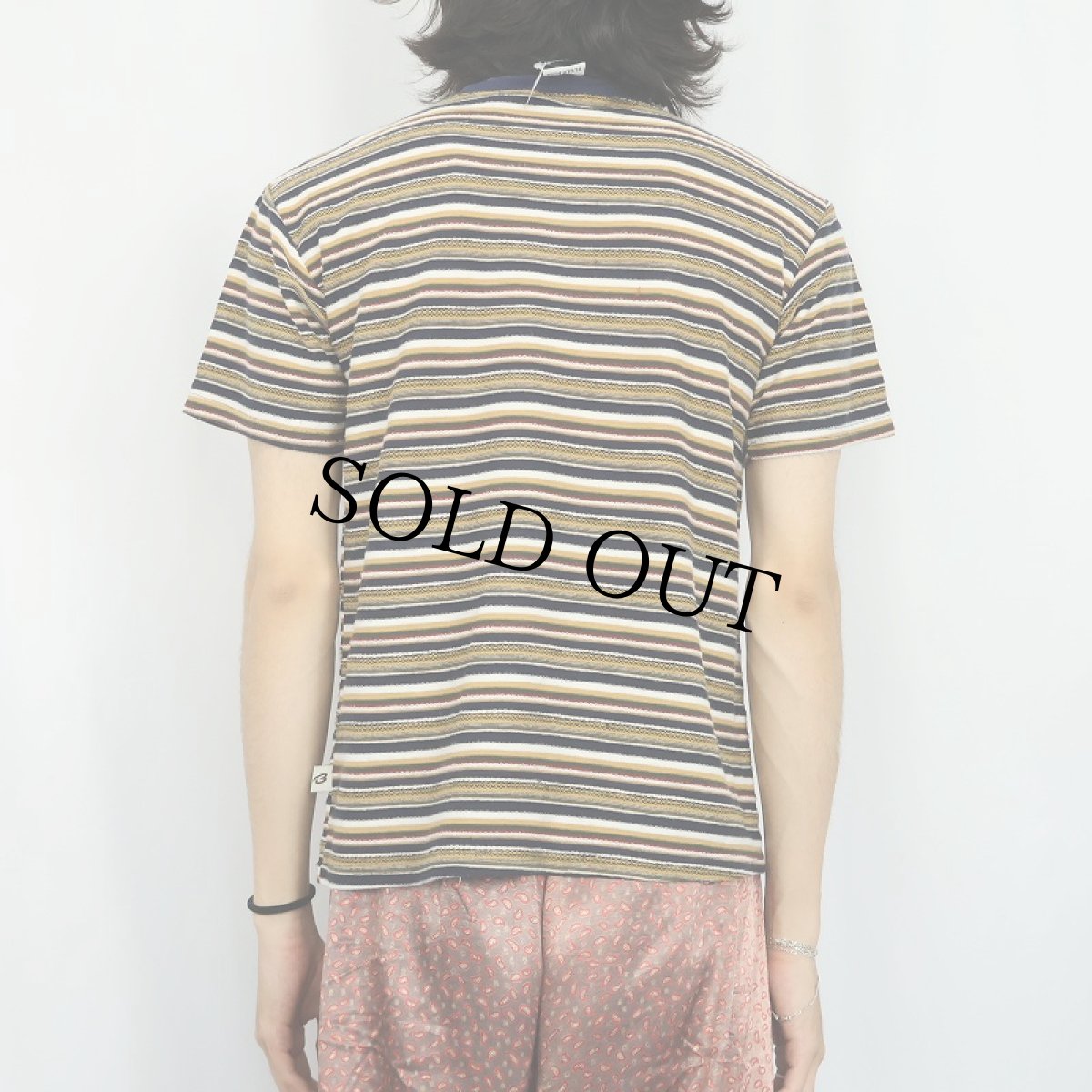 画像3: BUGLE BOY USA製 マルチボーダー柄 Tシャツ M (3)