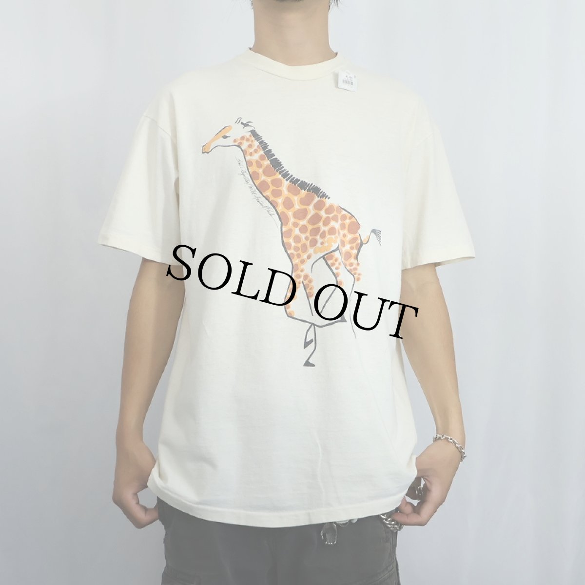 画像2: 90's San Diego Zoo USA製 キリンイラストプリントTシャツ XL (2)
