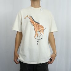 画像2: 90's San Diego Zoo USA製 キリンイラストプリントTシャツ XL (2)