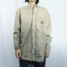 画像2: 90's Ralph Lauren ペンキペイント コットンボタンダウンシャツ L (2)