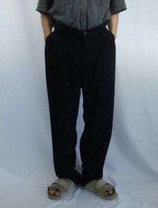 画像2: Tommy Bahama ヘリンボーン織り 2タック シルクスラックス BLACK W34 (2)