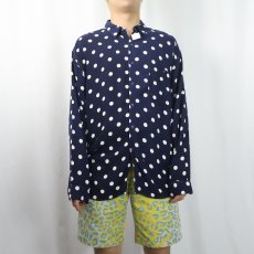 画像2: 80's〜 CELLINI ドット柄 レーヨンシャツ NAVY L (2)
