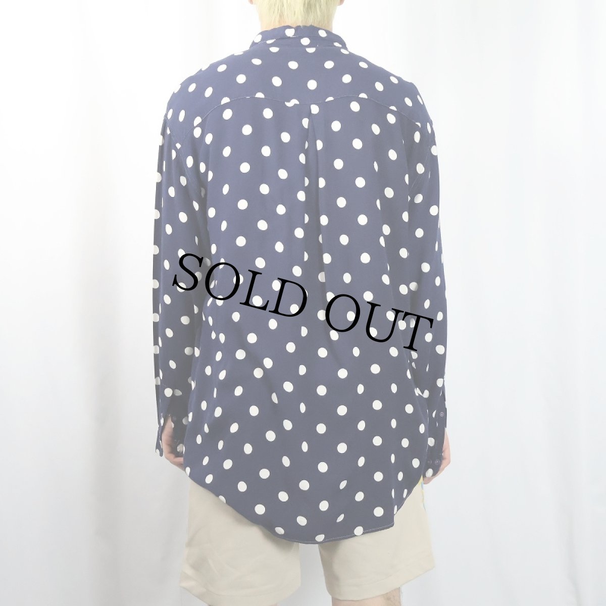 画像3: 80's〜 CELLINI ドット柄 レーヨンシャツ NAVY L (3)