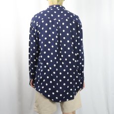画像3: 80's〜 CELLINI ドット柄 レーヨンシャツ NAVY L (3)
