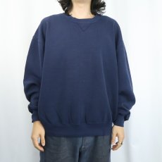 画像2: 90's RUSSELL ATHLETIC USA製 前V 無地スウェット NAVY XL (2)
