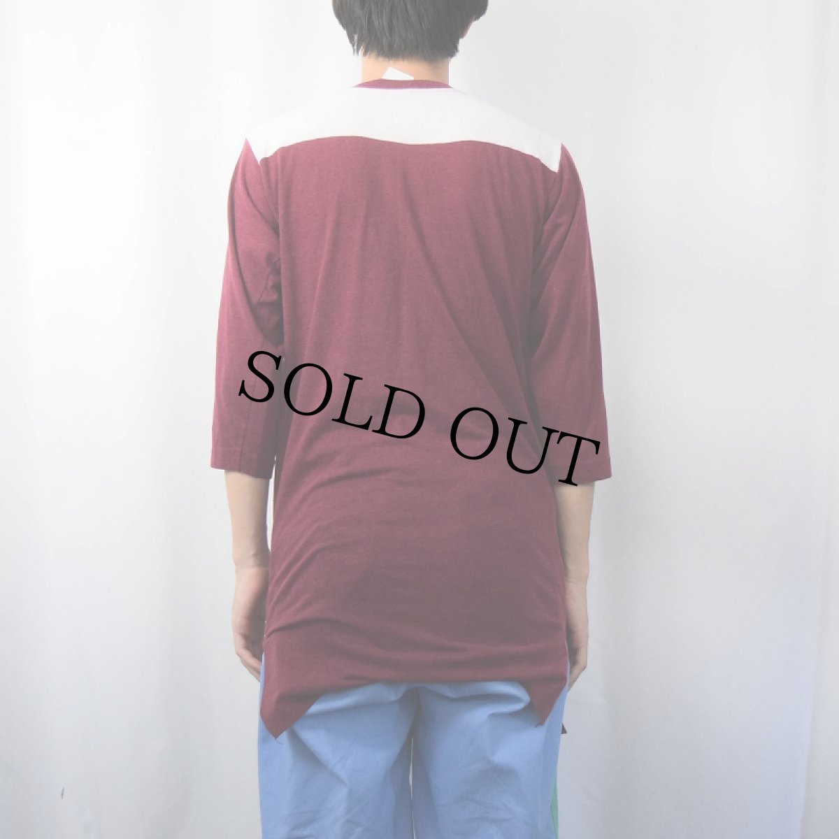 画像3: 【SALE】 80's Champion トリコタグ USA製 "G.W.U. SLEEP TEAM" フロッキープリント フットボールTシャツ MEDIUM (3)