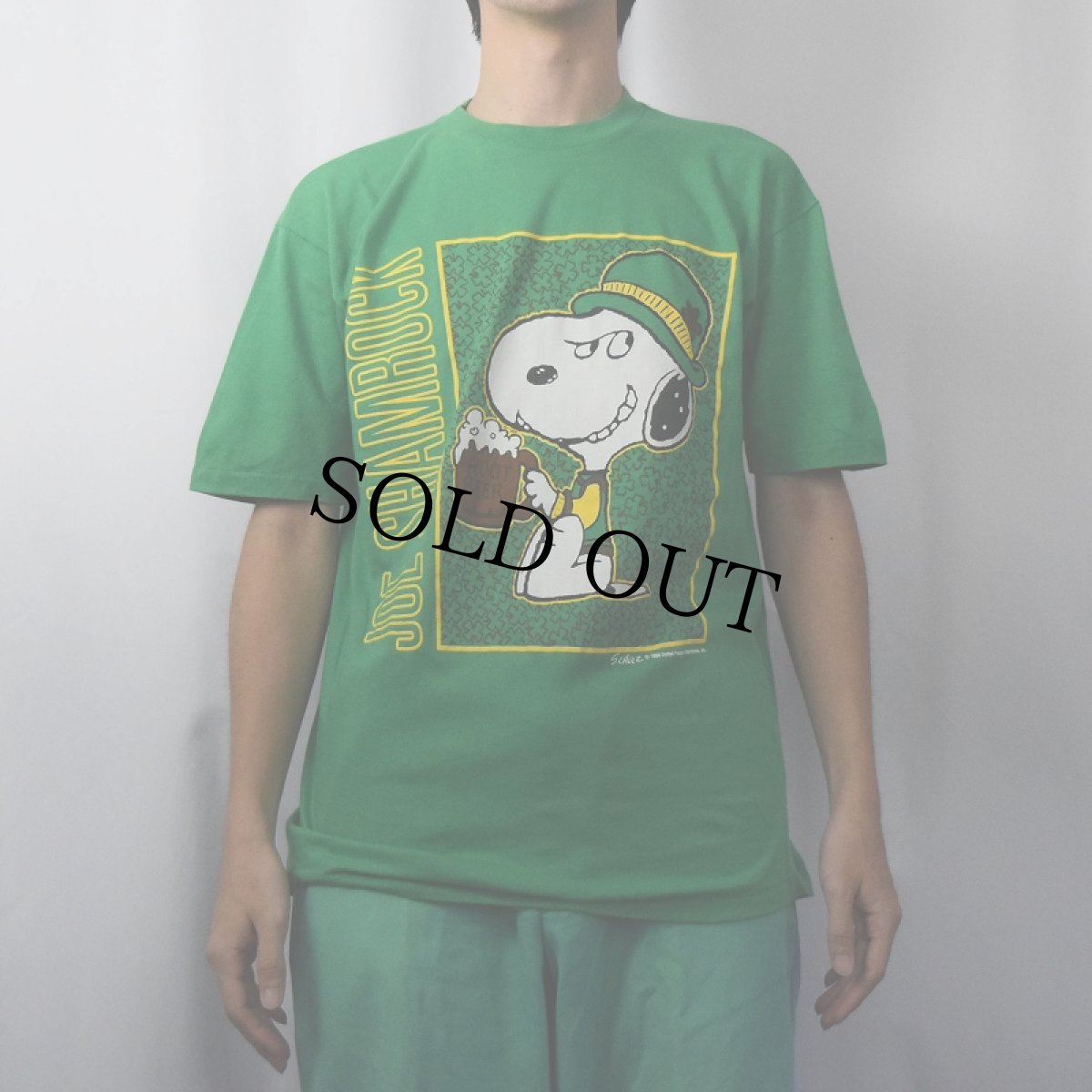 画像2: 80〜90's SNOOPY USA製 "JOE SHAMROCK" ラメプリント キャラクターTシャツ M (2)