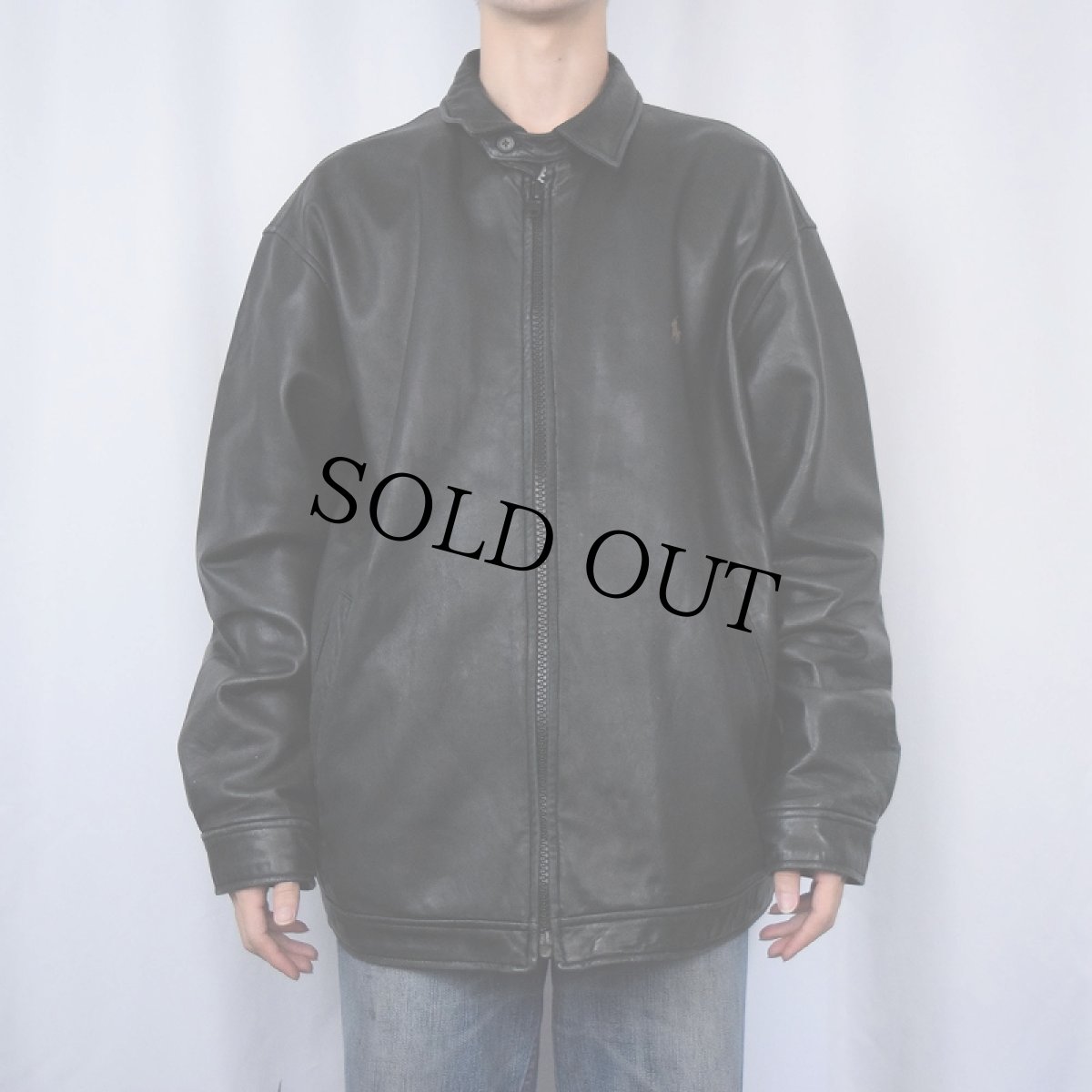 画像2: POLO Ralph Lauren レザージャケット BLACK XL (2)