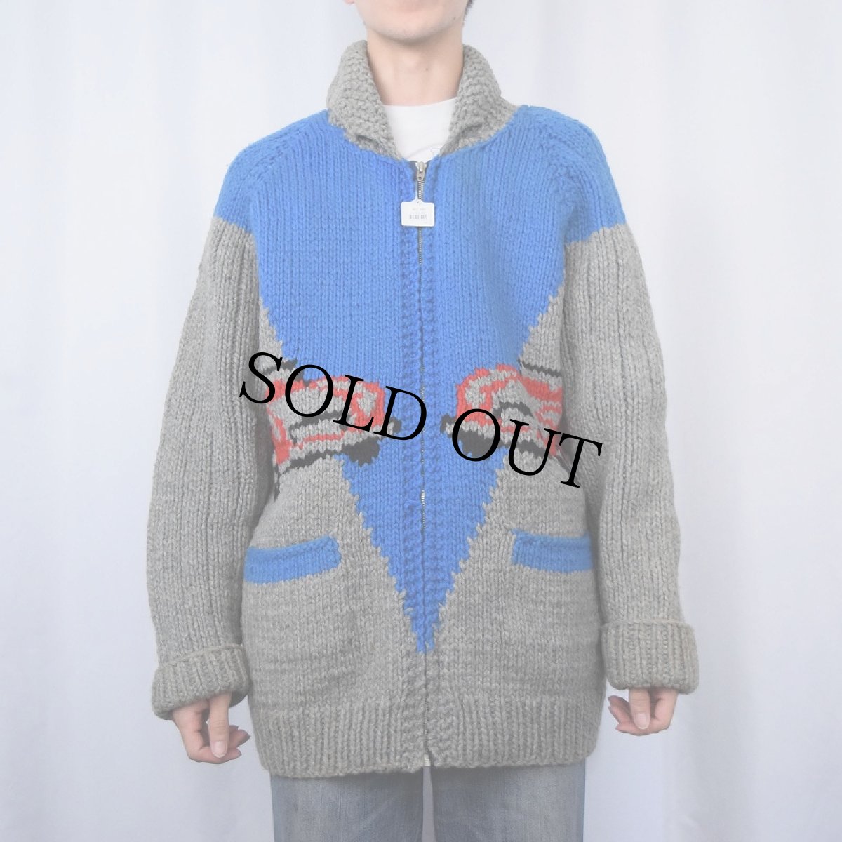 画像3: 60's スポーツカー柄 カウチンニットジャケット (3)