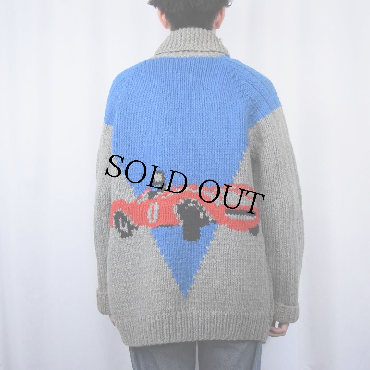 画像4: 60's スポーツカー柄 カウチンニットジャケット (4)