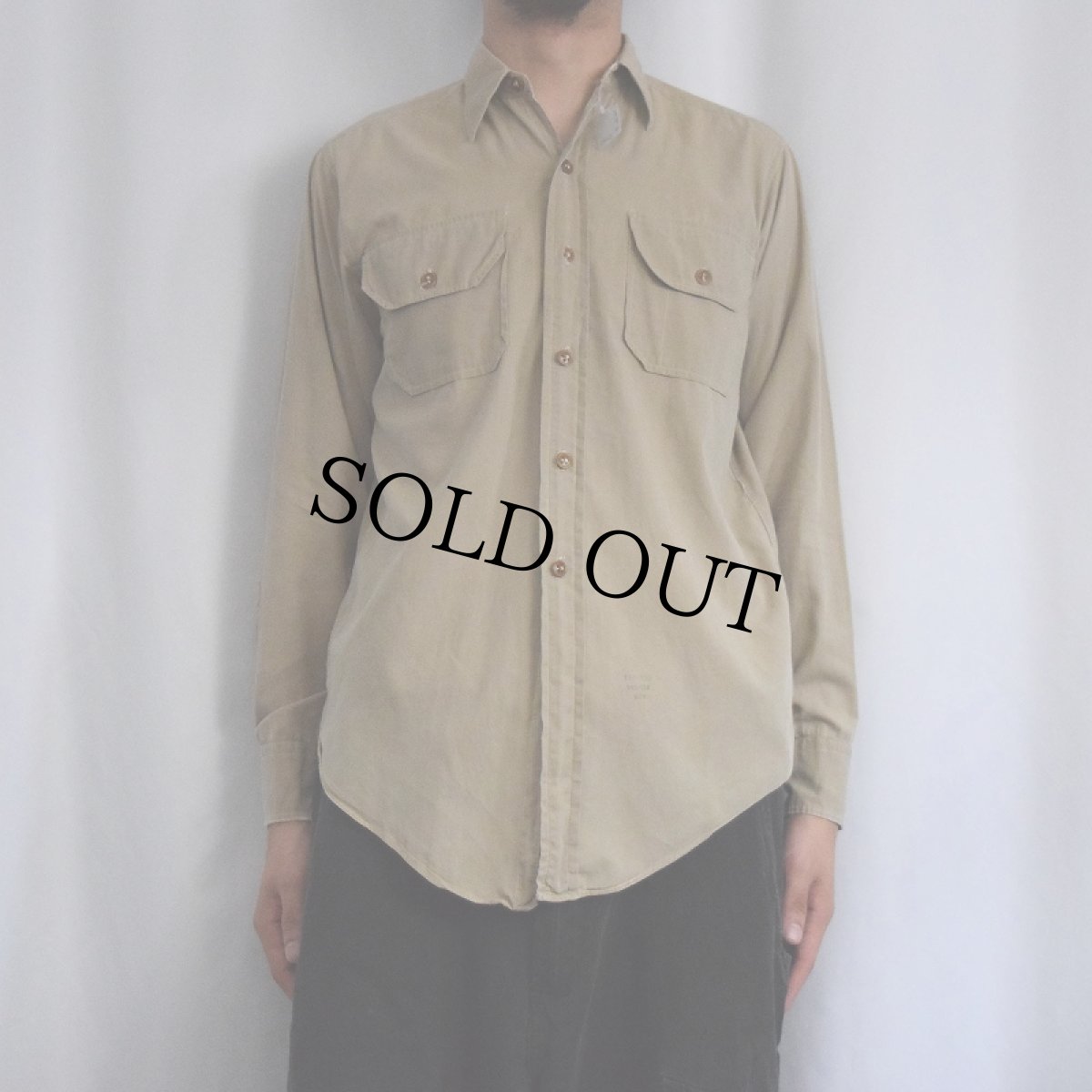 画像2: 30's Army マチ付きシャツ SIZE14 1/2-34 (2)