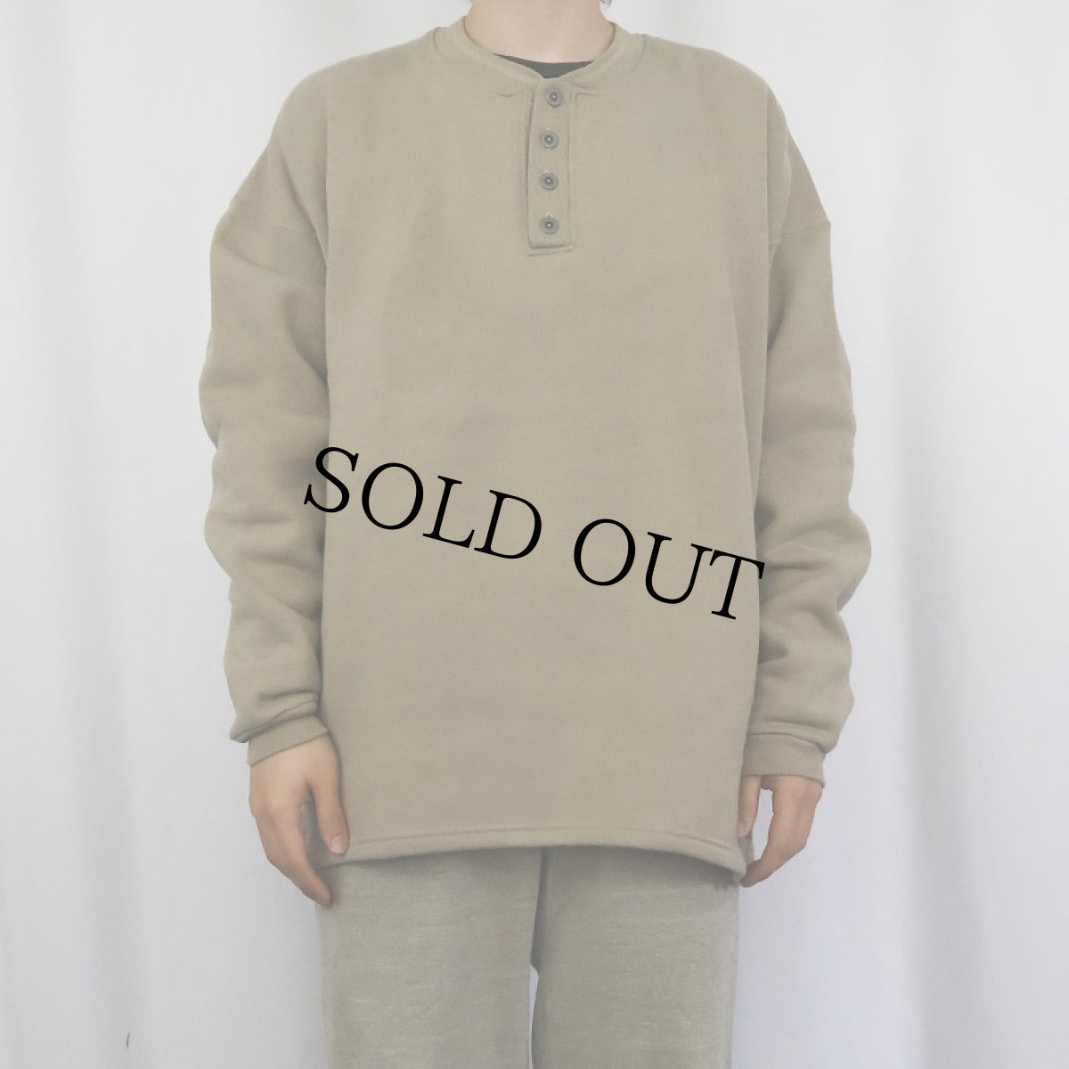 画像2: 90's RUSSELL ATHLETIC USA製 無地 ヘンリーネックスウェット M (2)