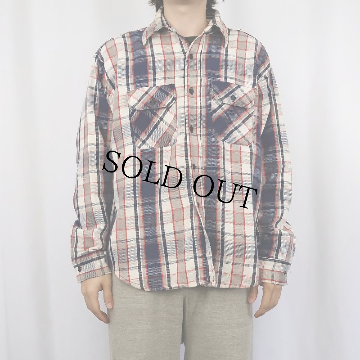 画像2: 70〜80's FIVE BROTHERS USA製 チェック柄 ヘビーネルシャツ L (2)