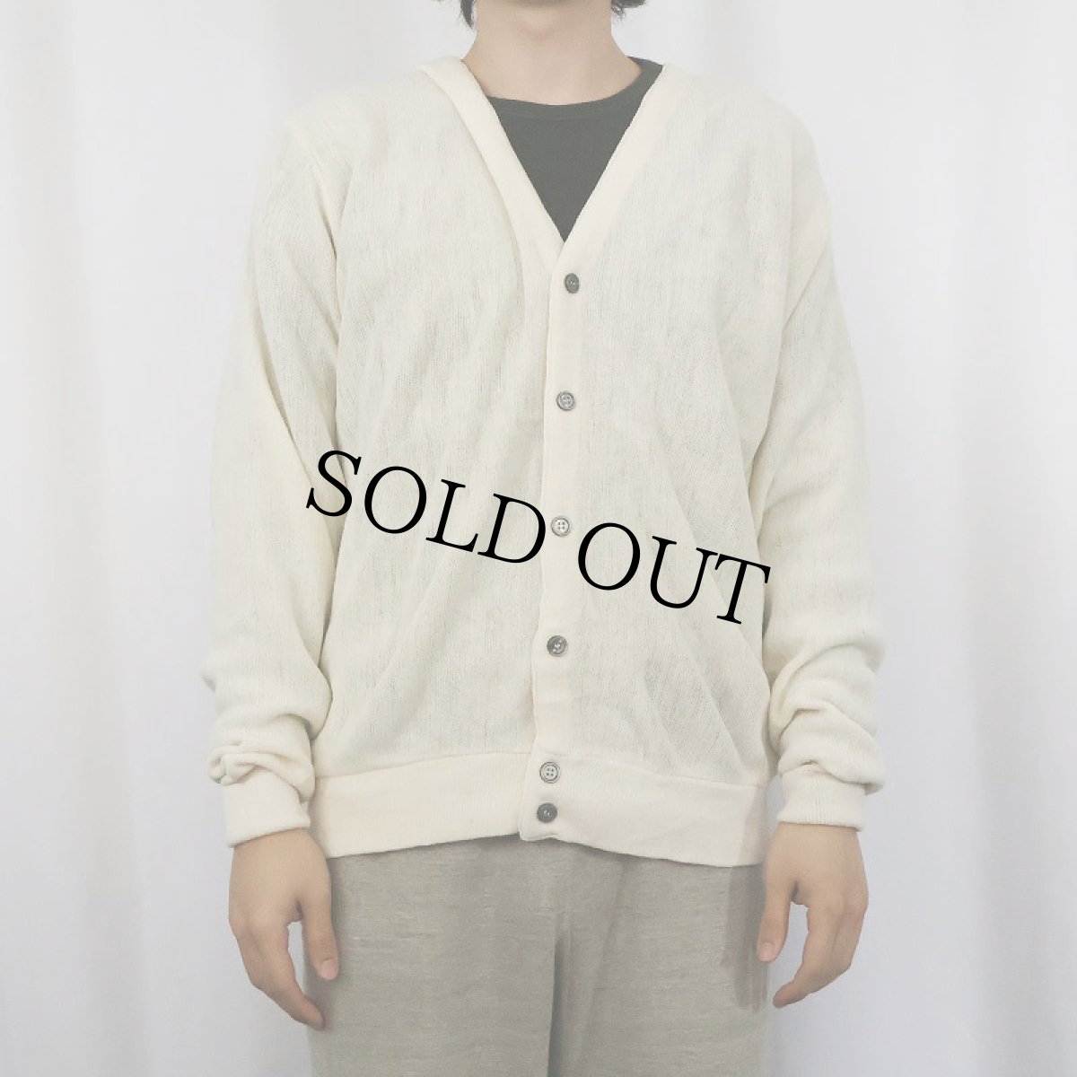 画像2: 80〜90's L.L.Bean アクリルニットカーディガン L (2)