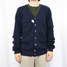 画像2: 70's PENDLETON USA製 ウールニットカーディガン NAVY M (2)