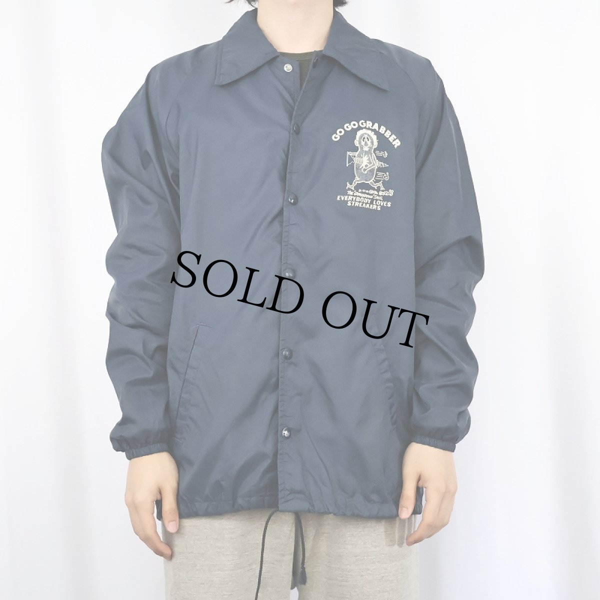 画像2: 70's Champion PRODUCTSタグ "GO GO GRABBER" ナイロンコーチジャケット NAVY (2)