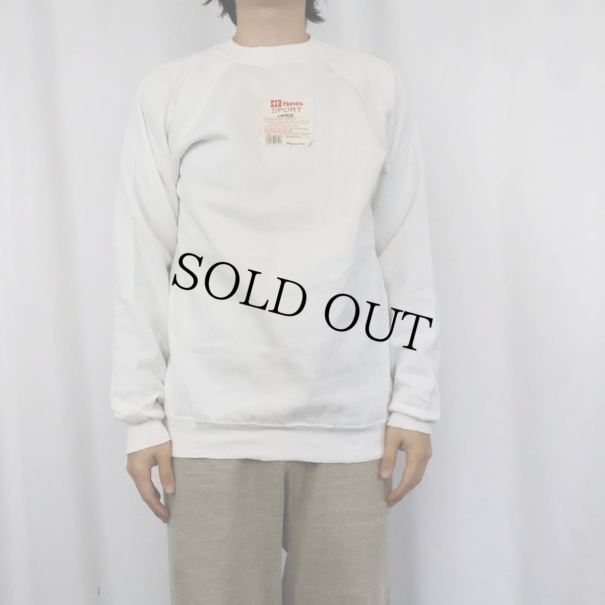 画像2: 90's Hanes USA製 無地ラグランスウェット L DEADSTOCK (2)